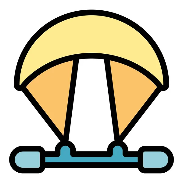 Kitesurfing Icon Outline Vector Kite Board Sport Surfing Color Flat — Stock Vector