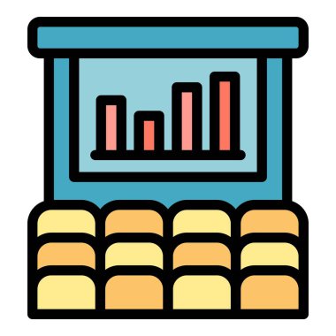 Konferans simgesi ana hat vektörü. İş kuluçka makinesi. Başlangıç için fikir rengi düz