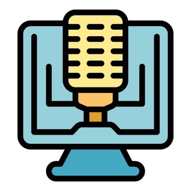 Ses kitabı simgesi ana hatları vektörü. İş fikri. Başarı yaratıcı renk düzlüğü