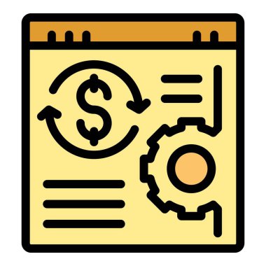 Web finans ikonu ana hatları vektörü. Yaratıcı strateji. Servis süreci rengi düz