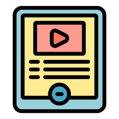 Görüntü kursu simgesi ana hatları vektörü. Eğitim semineri. Okul rengini öğren