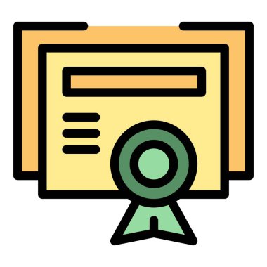 Rotamız diploma ikonu ana hat vektörü. Seminer eğitimi. Web koçu rengi düz