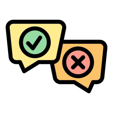 Seçim sohbet simgesi ana hatları vektörü. Oylama yapalım. Kağıt halka açık renk düz