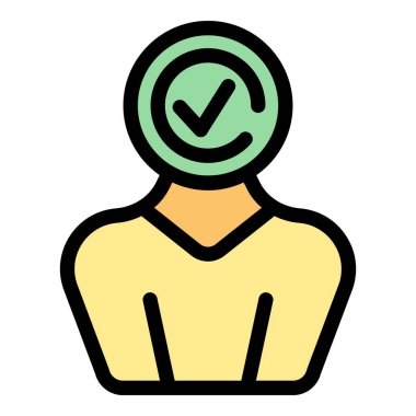 Seçim adayı ikon ana hatları vektörü. Oylama yapalım. Anket kağıdı rengi düz