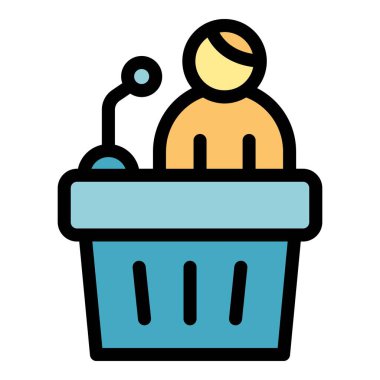 Hoparlör simgesi ana hatları vektörü. Oylar seçime. Çevrimiçi kutu rengi düz