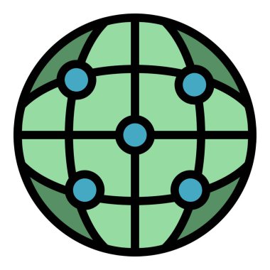 Küresel nüfus artışı ikonu ana hatları vektörü. İnsan takımı. Sosyal veri rengi düz