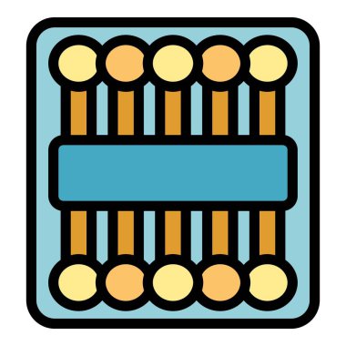 Pamuk çubuğu ikon ana hatları vektörü. Kulak çubuğu. Beyaz bakım rengi düz