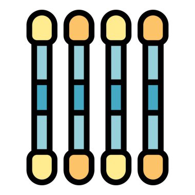 Örnek simgesi ana hat vektörünü seçin. Pamuk kulak. Plastik çubuk rengi düz