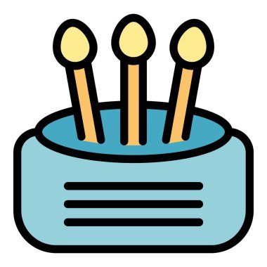 Steril örnek ikonu ana hatları vektörü. Ahşap pamuk. Makyaj plastik rengi düz