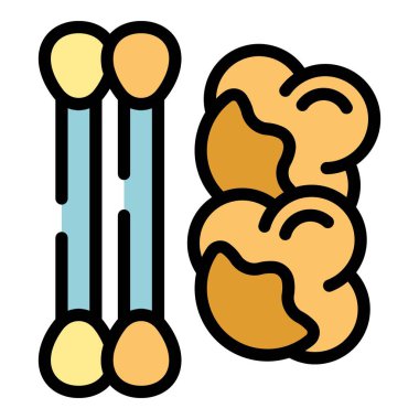 Eko pamuk çubuğu ikon ana hatları vektörü. Kulak çubuğu. Tahta bireysel renk düz