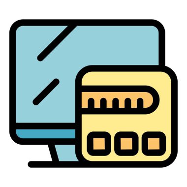 Akıllı televizyon kutusu simgesi ana hatlı vektör. Ev videosu. Uzak kamera rengi düz