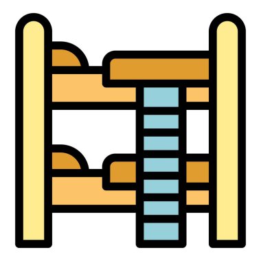 Okul yatağı ikonu ana hatları vektörü. Çocuk eğitimi. Salgın mesafe rengi düz