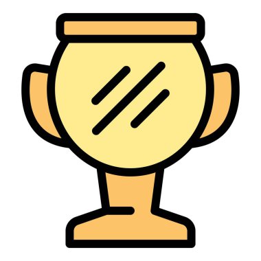 Okul kupası ikonu ana hatları vektörü. Sınıf çalışması. Güvenli uzaklık rengi