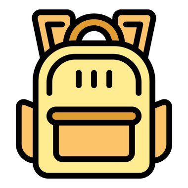 Okul sırt çantası ikonu ana hatları vektörü. Güvenli çocuk. Güvenli dönüş rengi