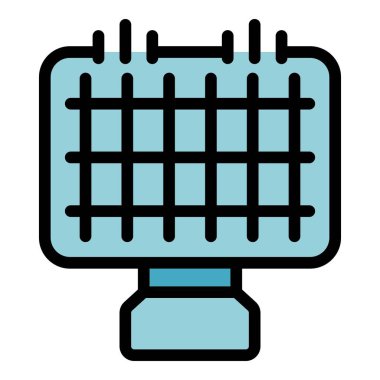 Futbol topu kapısı ikonu ana hatları vektörü eğitiliyor. Futbolcu. Spor takımının rengi düz