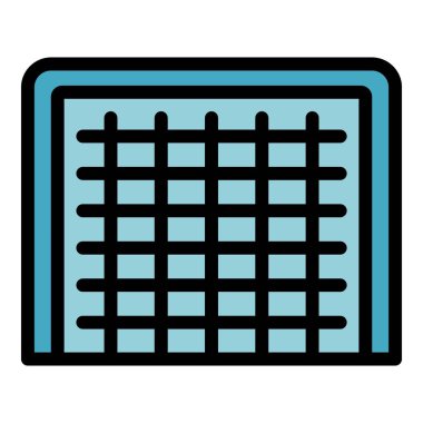 Futbol kapısı ikonu ana hat vektörü. Spor kampı. Oyun oynama rengi düz