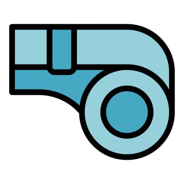 Futbol düdük ikonu ana hat vektörü. Spor kampı. Takım eşleşmesi rengi düz