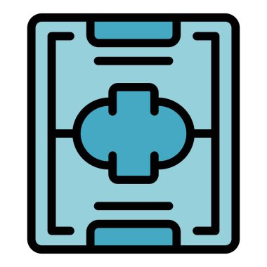 Spor kampı ikonu ana hatları vektörü. Futbol maçı. Stadyumun düz rengi