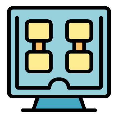 Pc oyun izleyici ikon ana hatları vektörü. Dijital cihaz. Oyuncu platformu rengi düz