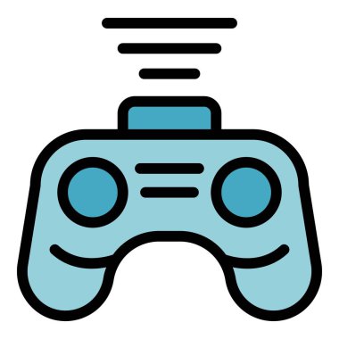 Kablosuz joystick ikonu ana hat vektörü. Çevrimiçi oyun. Pc konsol rengi düz