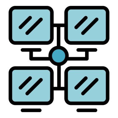 Oyuncu ağ simgesi ana hatları vektörü. Dijital cihaz. Uygulama rengi düz