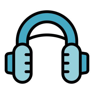 Oyuncu kulaklığı simgesi ana hatları vektörü. Mobil oyun. Uygulama rengi düz