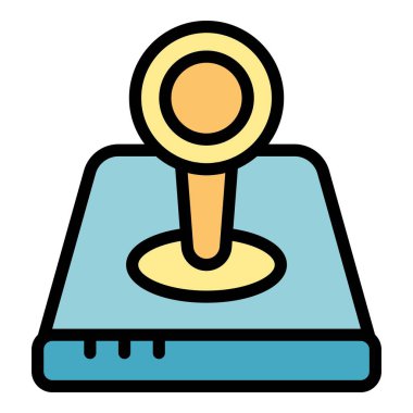 Joystick simgesi ana hat vektörü. Çevrimiçi oyun. Oyuncu konsolu rengi düz