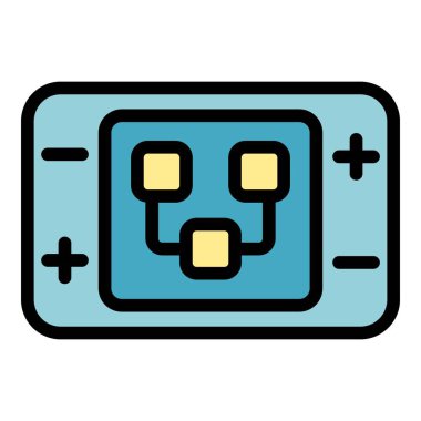 Konsol oyun simgesi dış hat vektörü. Çevrimiçi oyun. Uygulama rengi düz