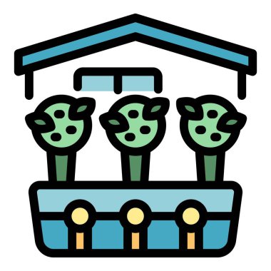 Ağaç çiçeği ikonu ana hatları vektörü. Pencere bitkisi. Doğa yaz rengi düz