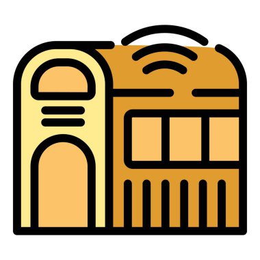 Modern sera ikonu ana hatları vektörü. Çiftlik geleceği. Algılayıcı bitki rengi düz