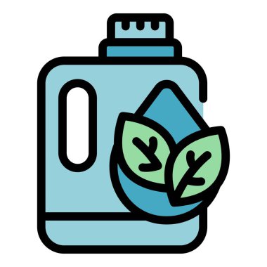 Plastik şişe simgesi ana hatlarını geri dönüştür. Enerji santrali. Eko su rengi düz