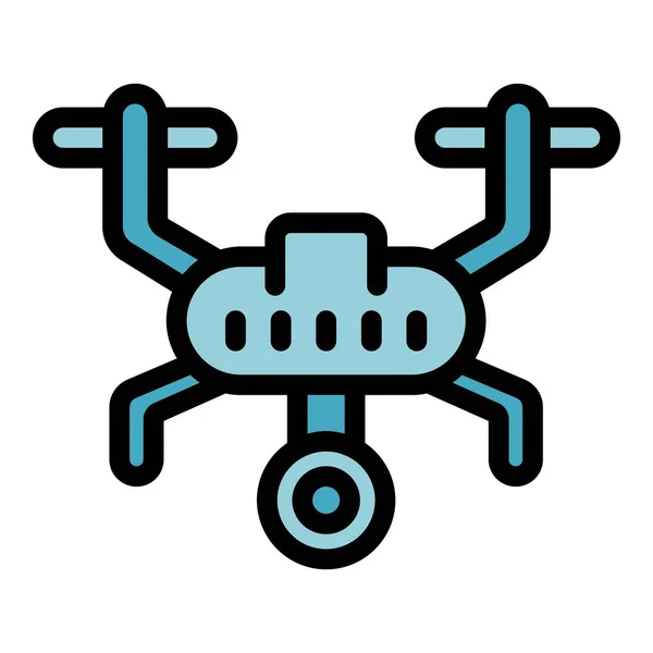 Symbolumrissvektor Für Landwirtschaftliche Drohnen Digitaler Bauernhof Systemdaten Farbe Flach — Stockvektor