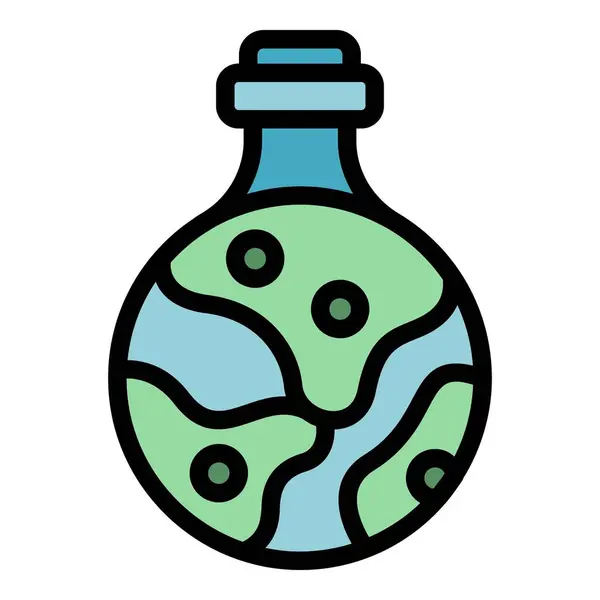 生态燃料瓶图标轮廓矢量 电力资源 生态能源色彩扁平 — 图库矢量图片