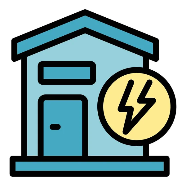 Eco House Energy Icon Outline Vector Power Plant Bio Panel — Stock Vector