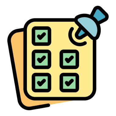 Takvim anahtar nota simgesi ana hatları vektörü. İş mevzusu. Üst liste rengi düz