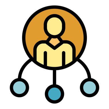 Menajer anahtar nokta ana hatları vektörü. İş kelimesi. Üst anahtar deliği rengi düz