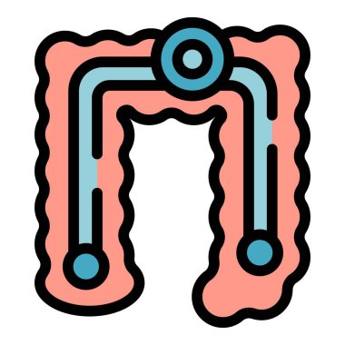 Stajyer enzim ikonu ana hatları vektörü. Amino peptit. Yapı zinciri rengi düz