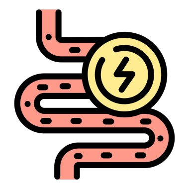 Bağırsak enzimleri ikon ana hatları vektörü. Yapı zinciri. Amino peptit rengi düz