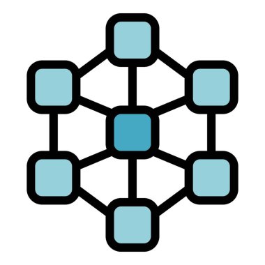 Moleküler ozon ikonu ana hatları vektörü. Amino peptit. Yapı zinciri rengi düz