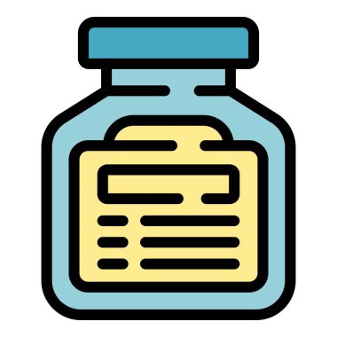 Humus kavanozu ikonu ana hatları vektörü. Yapıştırma günü. Zeytin tahini rengi düz