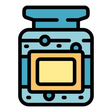 Ev humus kavanozu ikonu ana hatları vektörü. Mutfak macunu. Atıştırmalık düz renk