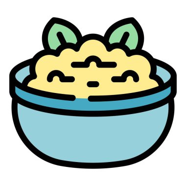 Atıştırmalık humus ikonu ana hatları vektörü. Mutfak günü. Zeytin ekmeği rengi düz