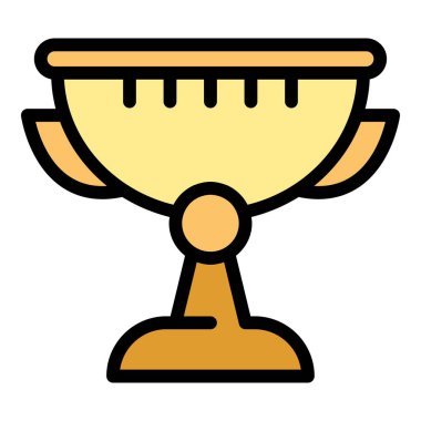 Kupa filmi ikonu ana hatları vektörü. Kazanan ödül. Yıldız başarı rengi düz