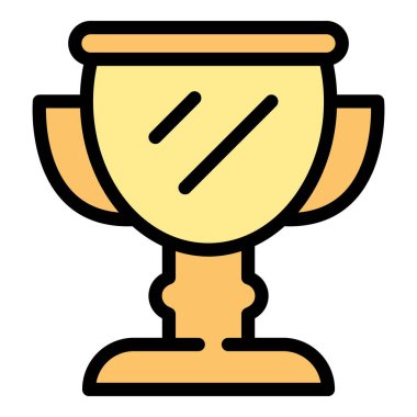 Zafer onur simgesi ana hat vektörü. Kupa ödülü. Kazanan ödül rengi düz