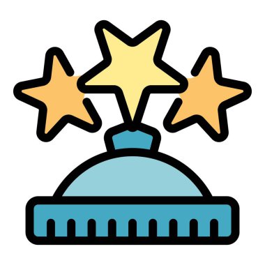 Yıldız ödüllü ikon taslak vektörü. Kupa ödülü. Spor rengini düz kazan