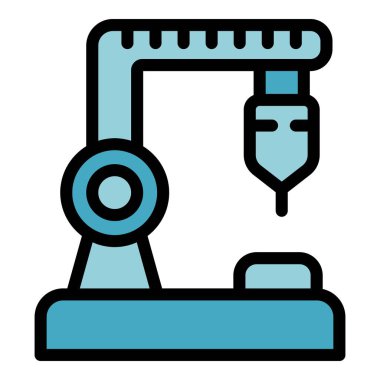 Robot el ikonu ana hat vektörü. Sanayi fabrikası. Çalışma makinesi rengi düz