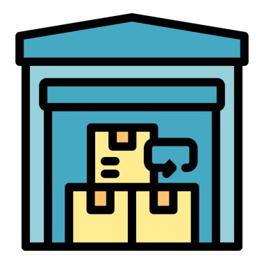 Depo simgesi taslak vektörünü iade et. Teslimat servisi. Sıralama rengini kaydet