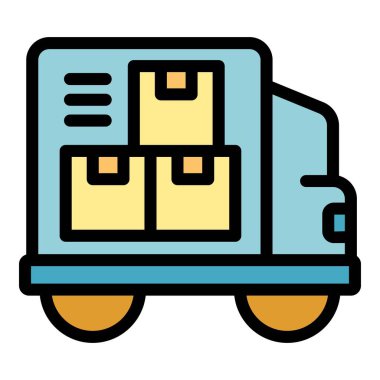 Kamyon teslim ikonu ana hat vektörü. Servis kutusu. Rengi düzleştir