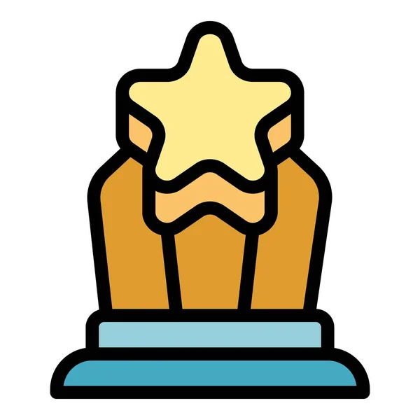Star Award Icon Outline Vector Cup Prize Success Win Color — Stock Vector
