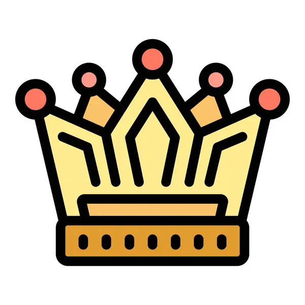 Crown Ödül Ikonu Ana Hat Vektörü Kazanan Ödül Başarı Rengi — Stok Vektör